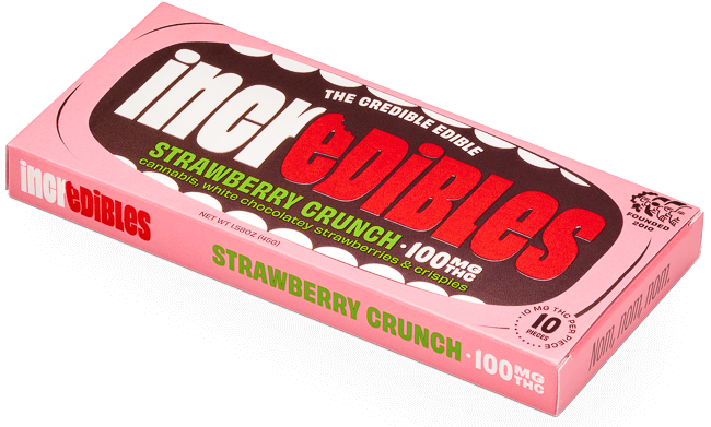 Photograph of product: Incredibles | Strawberry Crunch | Chocolate Bar | 100mg | Hybrid