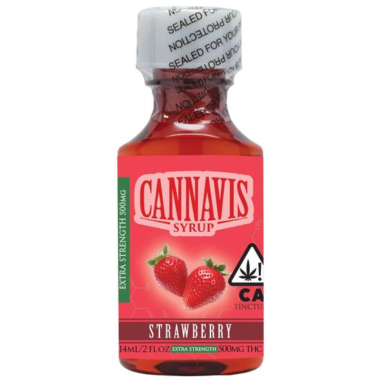 Photograph of product: 500mg Strawberry Syrup - CANNAVIS - 