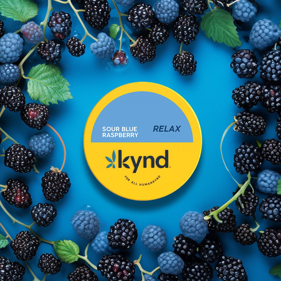 Photograph of product: Relax Sour Blue Raspberry 5mgx20