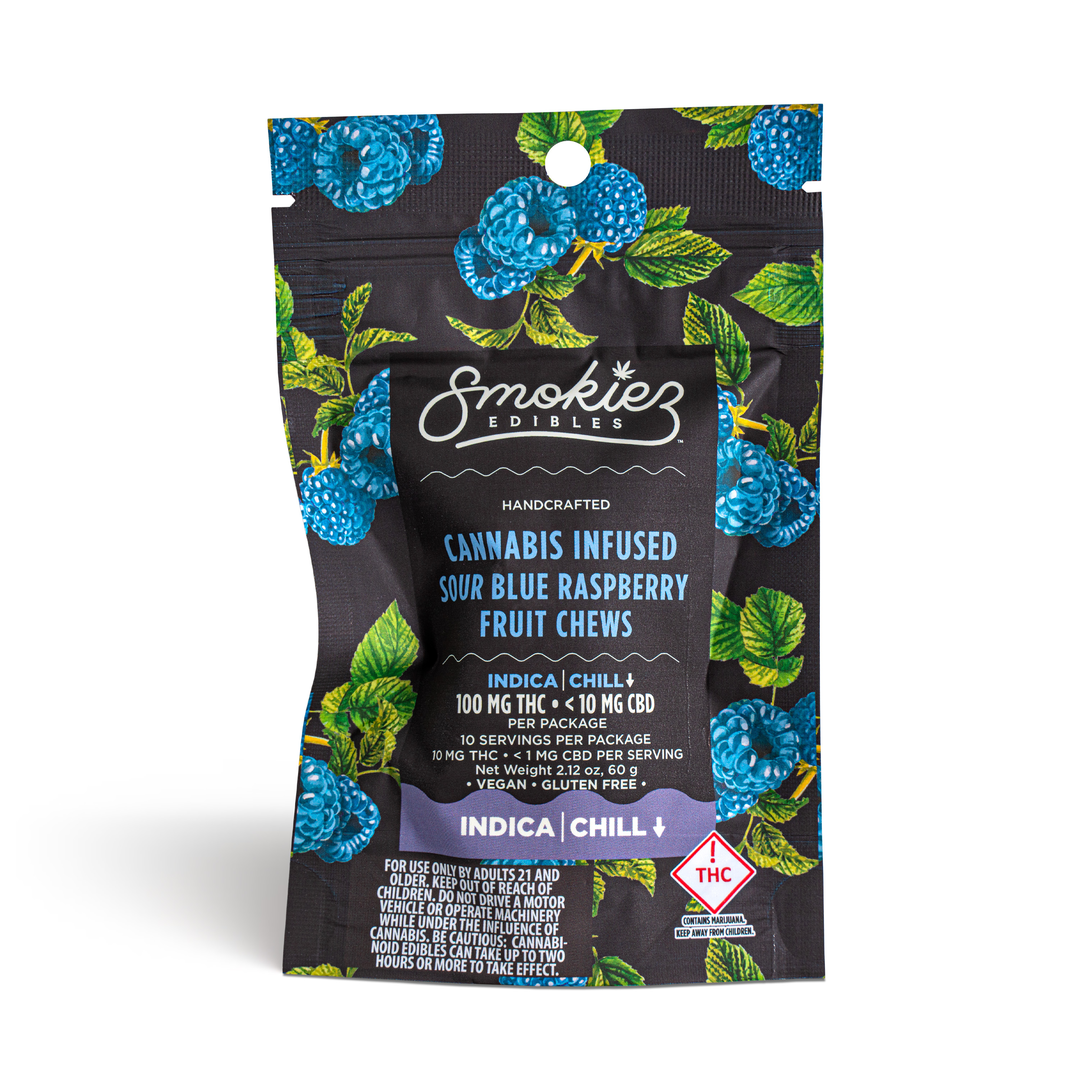 Photograph of product: Sour Blue Raspberry Fruit Chews (Oui'd) - 100mg