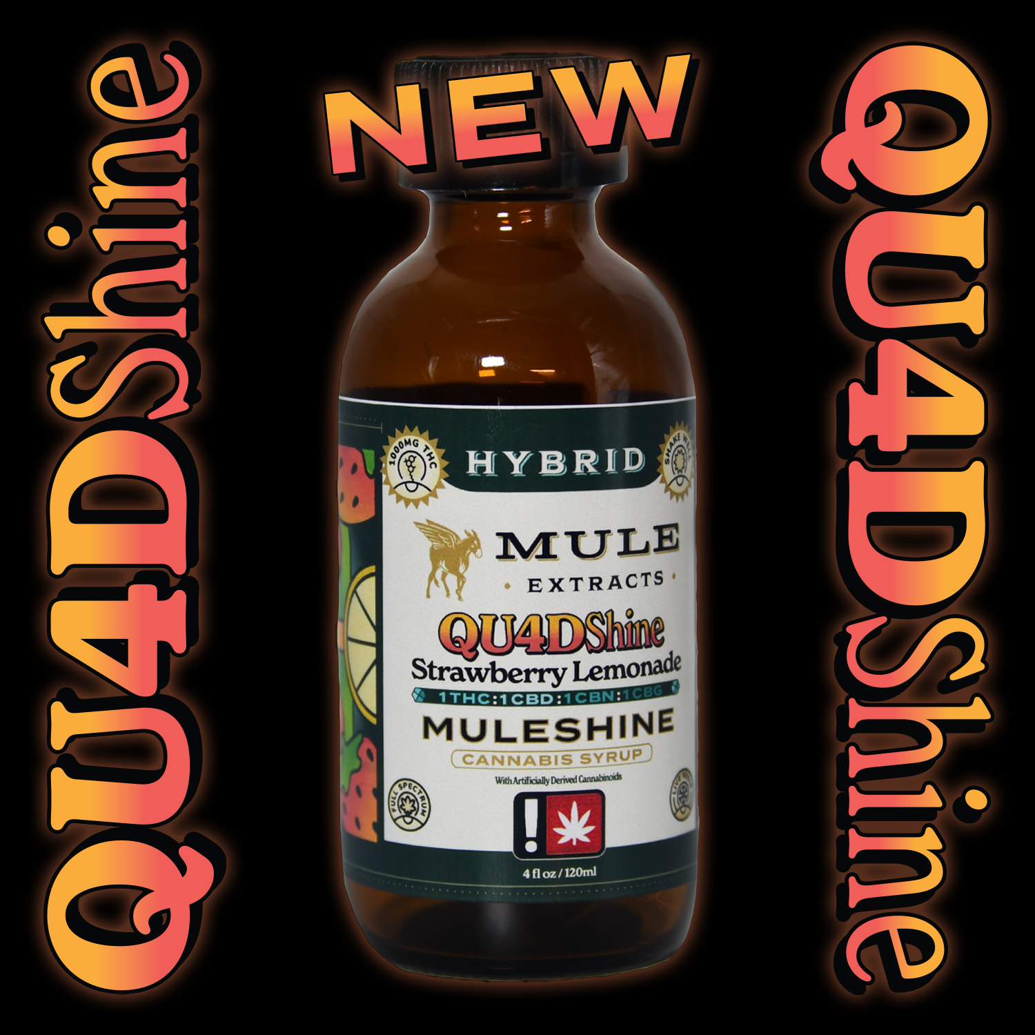 Photograph of product: Mule Extracts - Strawberry Lemonade 1:1:1:1 (H) - QUADSHINE 1000mg