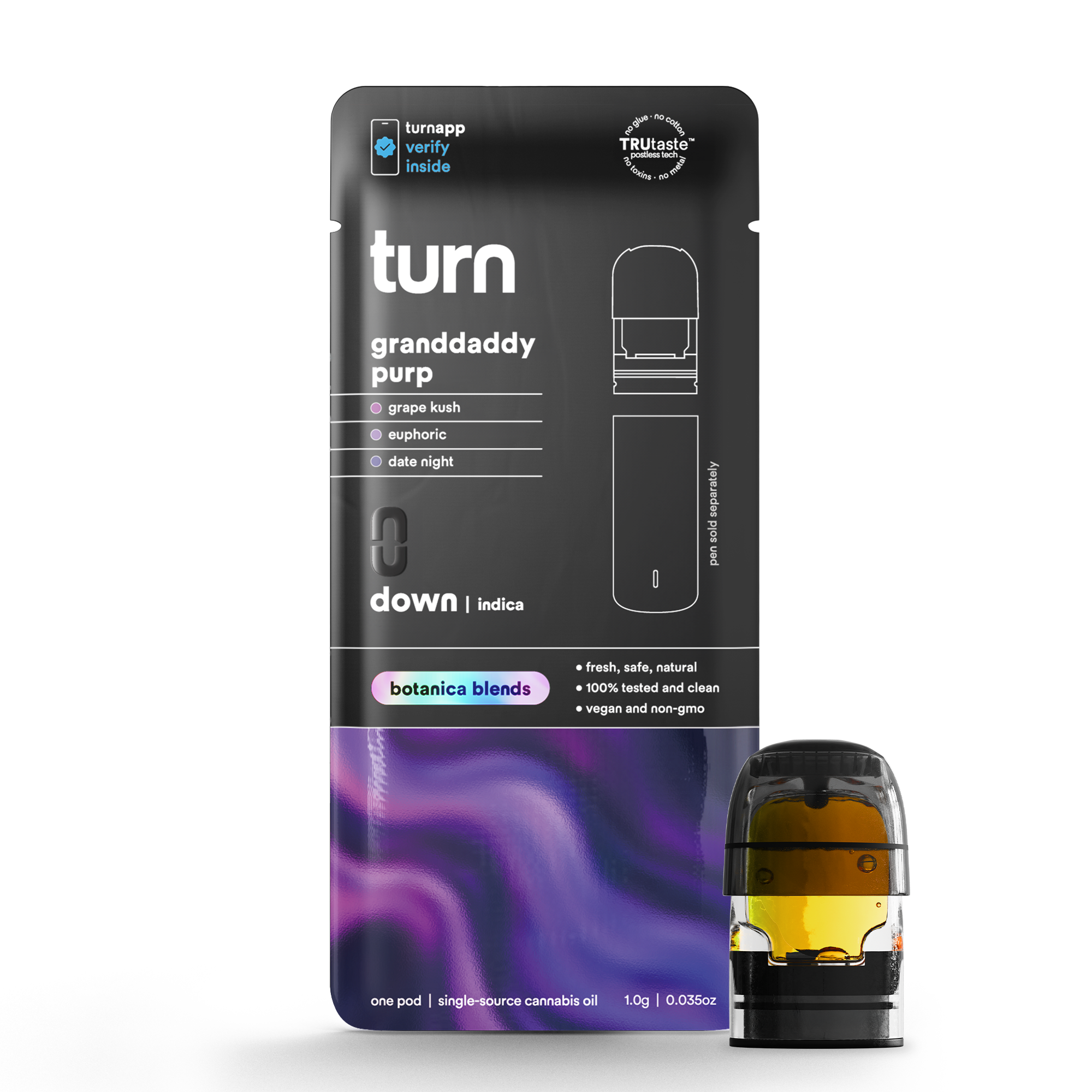 Photograph of product: TURN | GRANDDADDY PURPLE | Oui'd | 1G POD