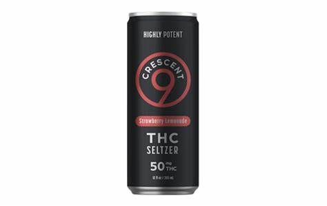 Photograph of product: Crescent 9 Seltzer 50mg Delta - 4pk - Strawberry Lemonade