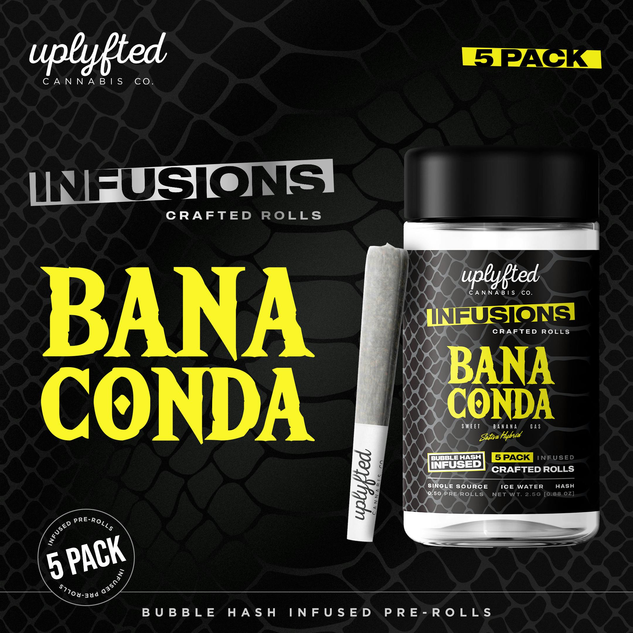 Photograph of product: Uplyfted - Banaconda Bubble au chocolat 5-Pack 0.5g Pre-Rolls