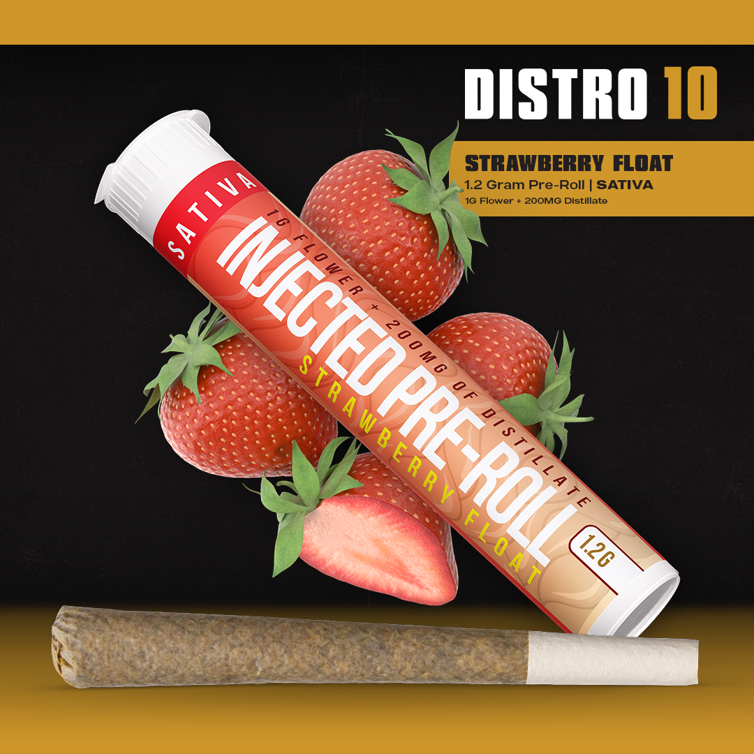 Photograph of product: Distro 10 Injected Preroll | Strawberry Float