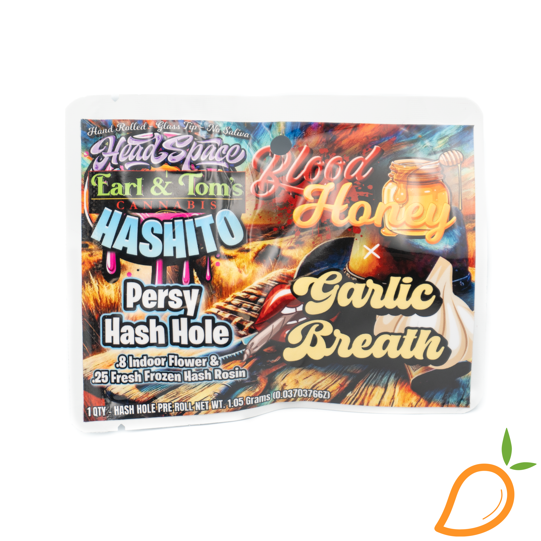 Photograph of product: 1.05g Blood Honey x Garlic Breath Infused Preroll HeadSpace au chocolatito