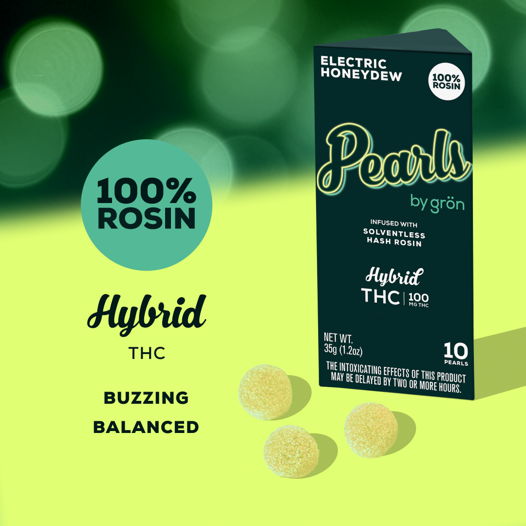 Photograph of product: Gron | Electric Honeydew (H) | Rosin Pearls | Gummies | 100mg