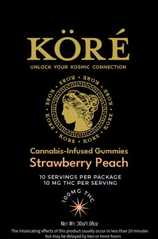 Photograph of product: Kore Strawberry Peach Gummies - 100mg