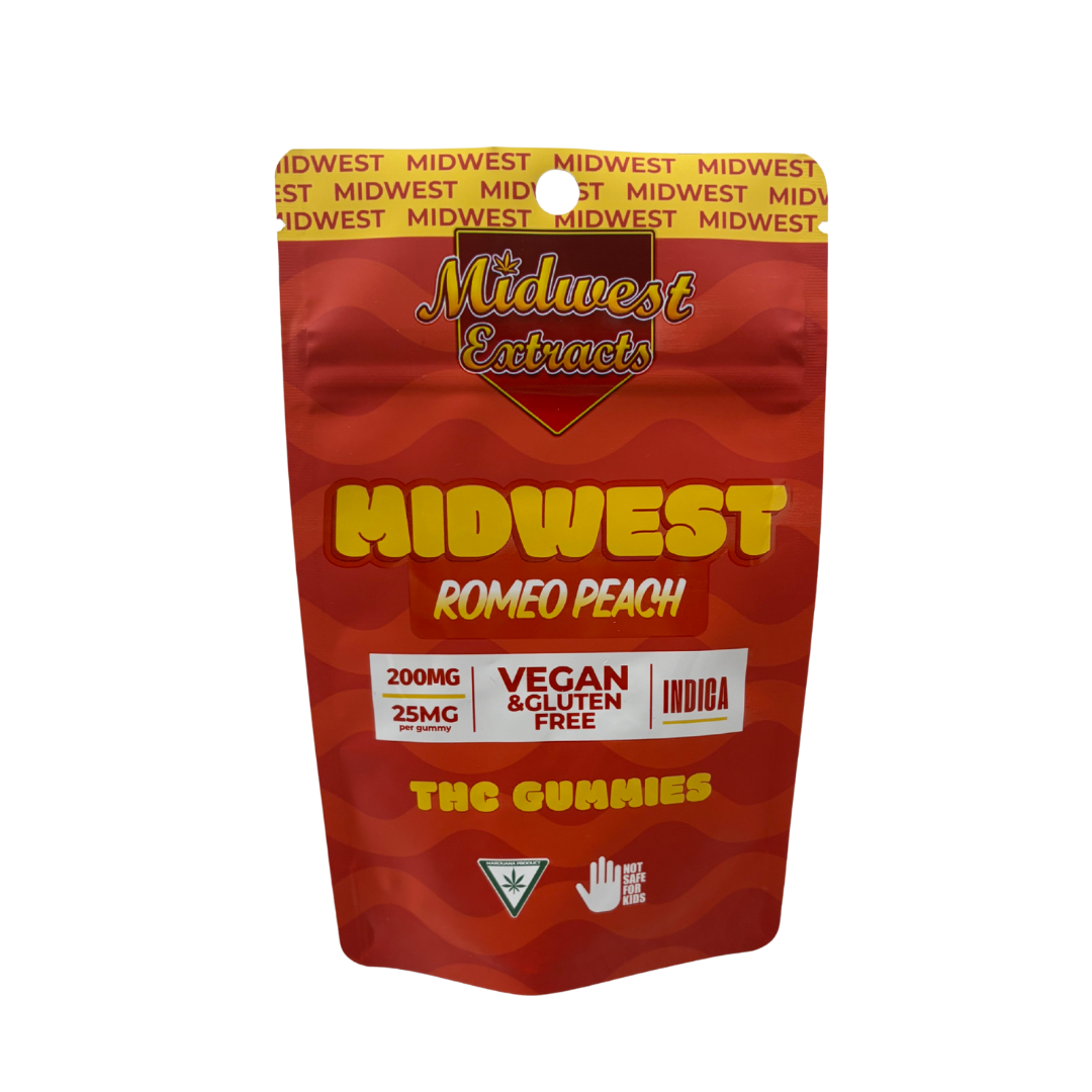 Photograph of product: Midwest Extracts - 200mg Gummies - Romeo Peach