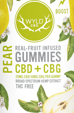 Photograph of product: WYLD CBD Gummies - Pear 2:1 CBD/CBG (2 Pack)