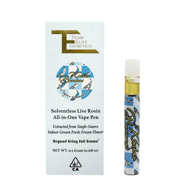 Photograph of product: Kosher Bananas AIO Solventless Rosin Vape .5g - 