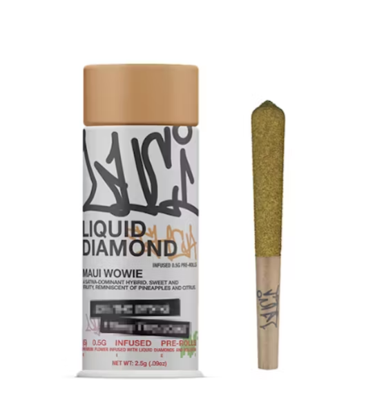 Photograph of product: Luci | Maui Wowie Liquid Diamond Infused | Pre-Roll 5-Pack | Oui'd-Hybrid