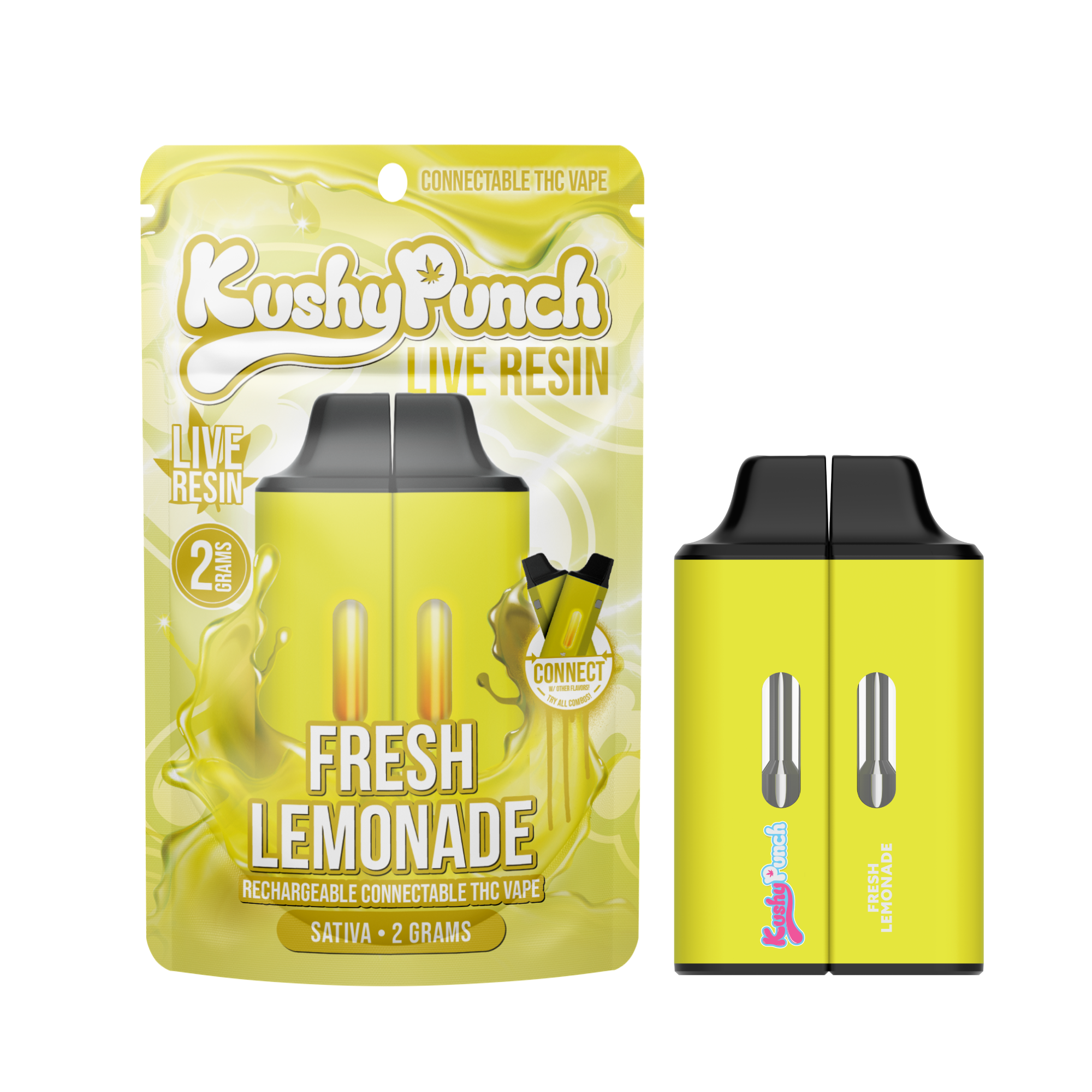 Photograph of product: Kushy Punch Live Resin Disposable Click Fresh Lemonade