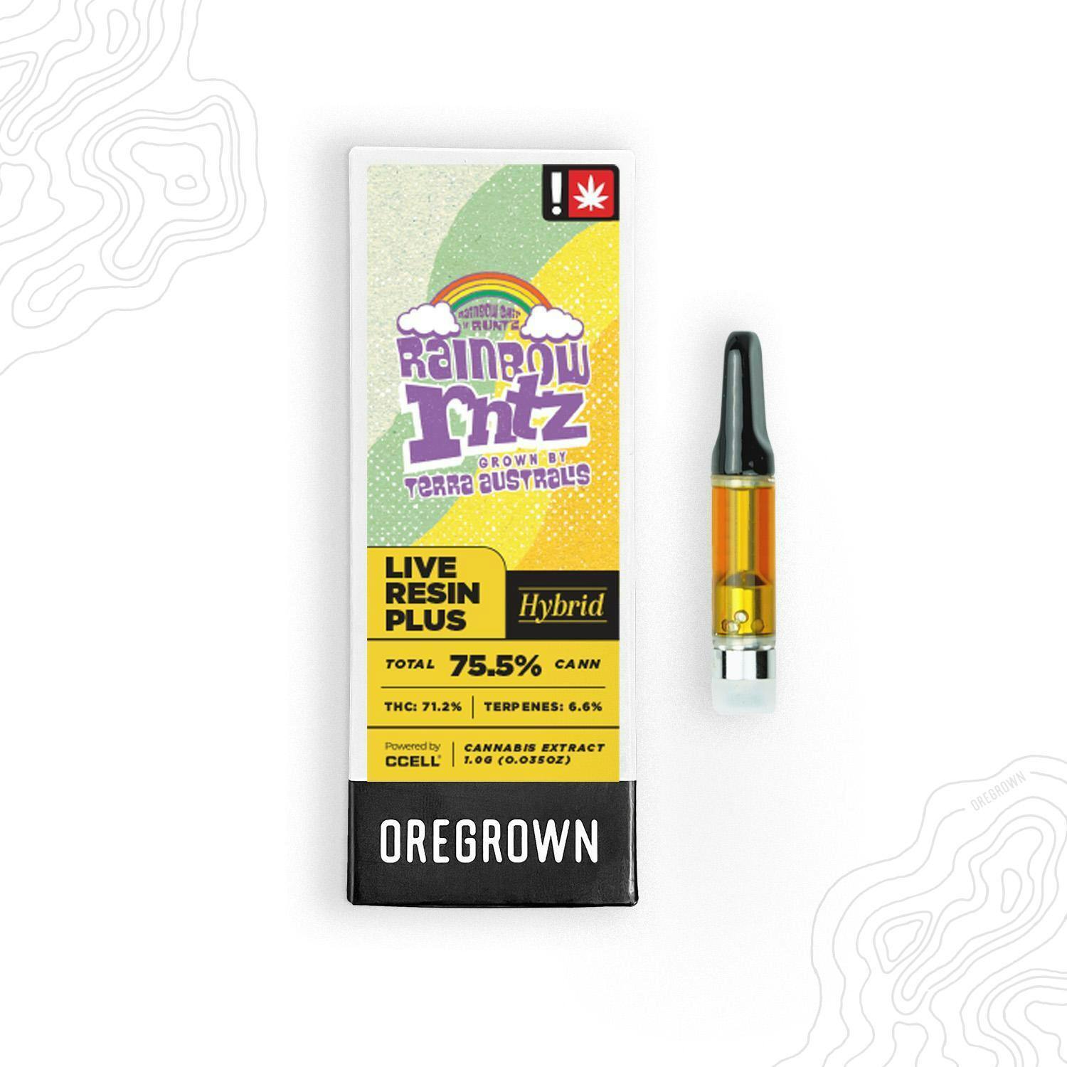 Photograph of product: Oregrown 1G Live Resin+ Cartridge - Rainbow Rntz