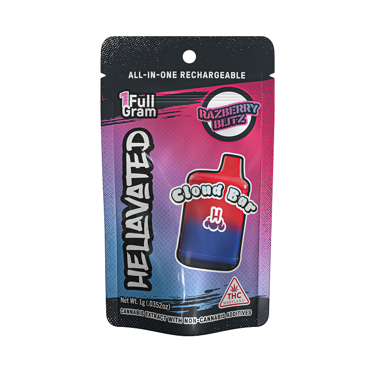 Photograph of product: 1g Razberry Blitz CLOUD BAR All-in-One