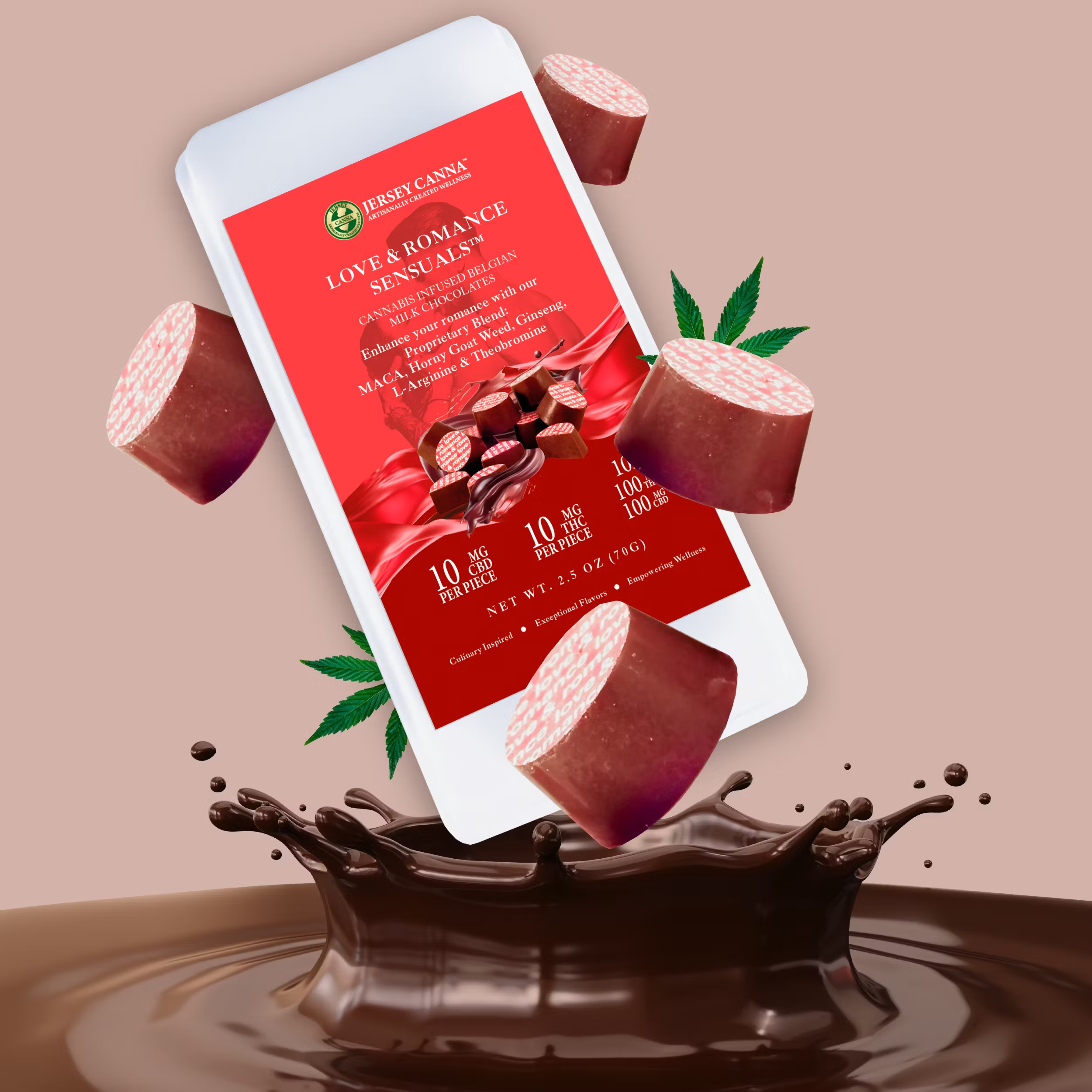 Photograph of product: Love and Romance | Chocolate | 10-Piece | 100MG