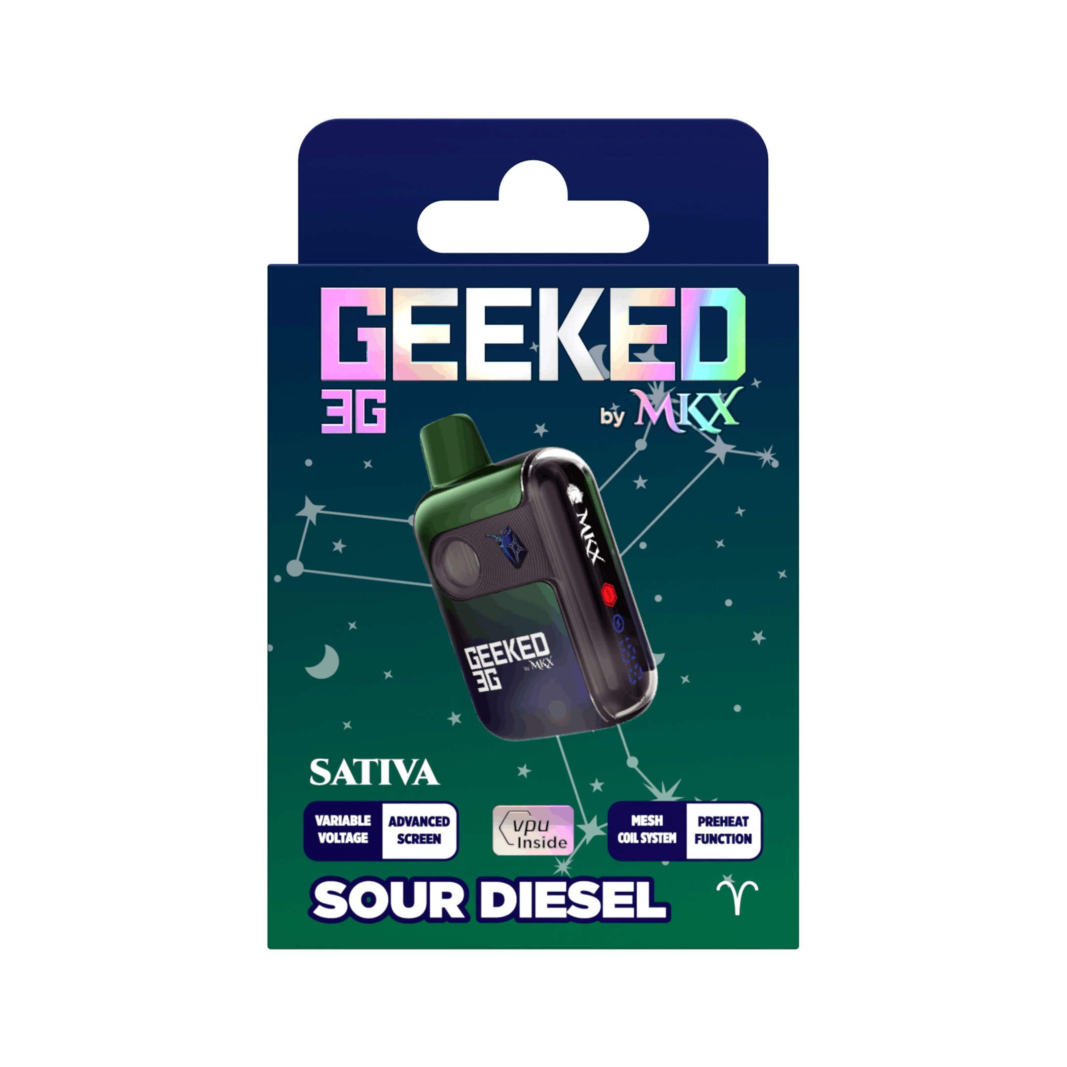 Photograph of product: MKX | Sour Diesel | Geeked | Disposable Vape | 3g