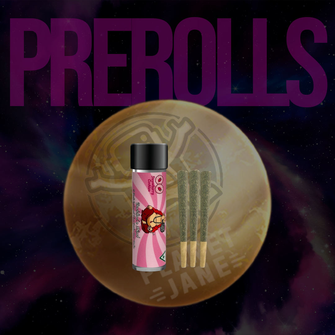 Photograph of product: Cali Blaze Buddha's Mind Live Resin - .6g Preroll 3pk - Strawberry Cookies Oui'd