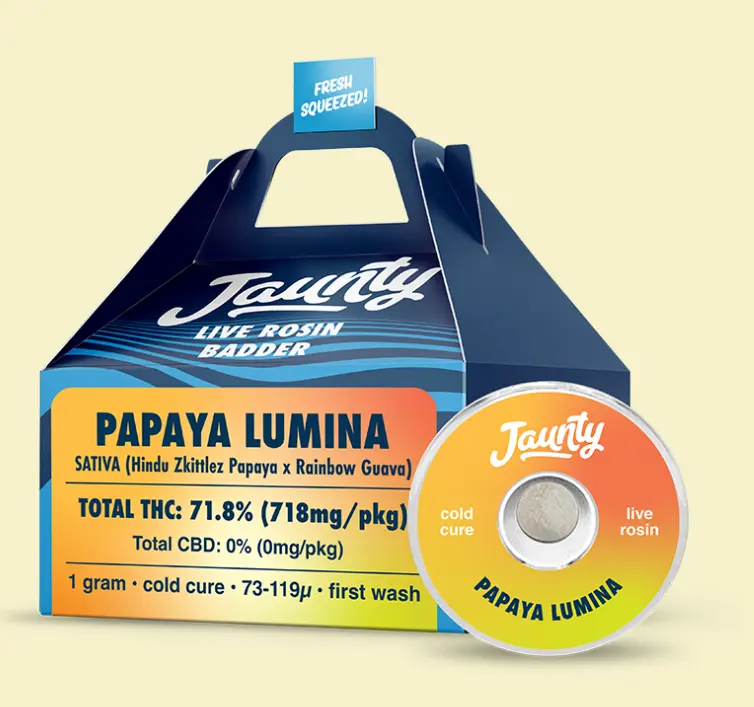 Photograph of product: Jaunty | Papaya Lumina | Live Rosin Badder | 1g (S)