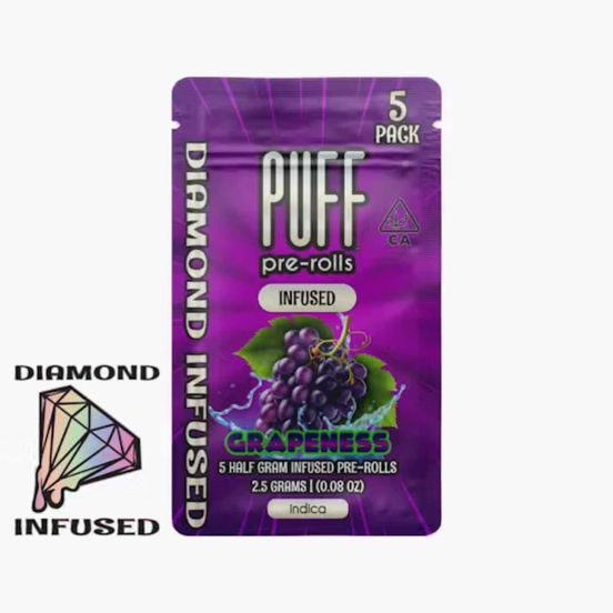 Photograph of product: Grapeness - 5pk Diamond Infused Prerolls - 