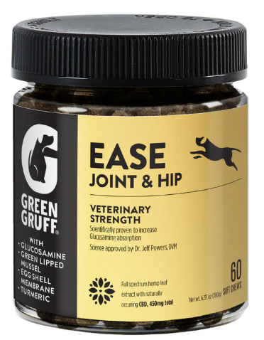 Photograph of product: Green Gruff | Ease + CBD - Vet Strength | Joint & Hip | 60ct