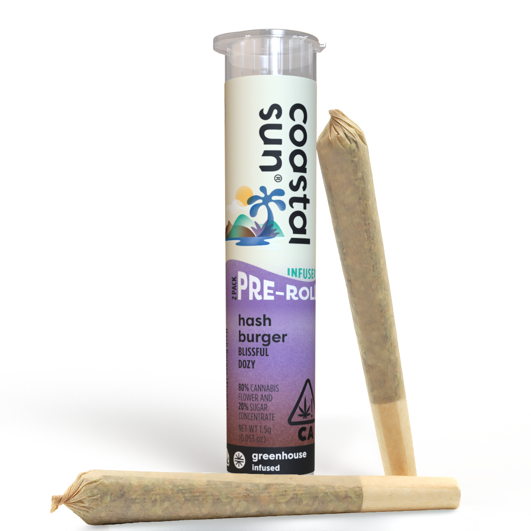 Photograph of product: Hash Burger Infused Greenhouse 0.75g Pre-Roll 2pk 1.5g 