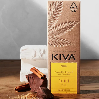 Photograph of product: KIVA CHURRO MILK CHOCOLATE BAR 100MG