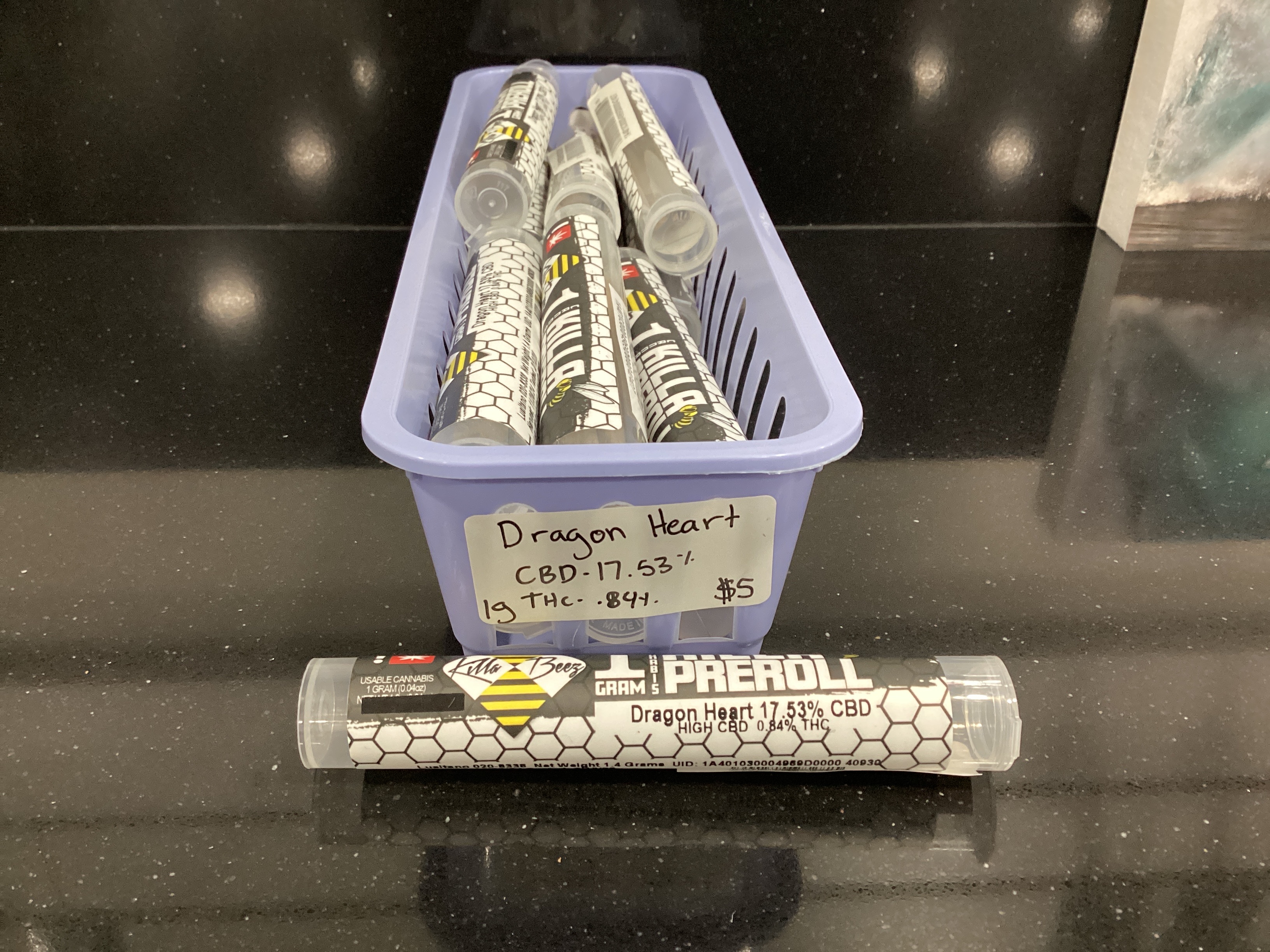 Photograph of product: Killa Beez 2- CBD Dragon Heart Pre-Roll