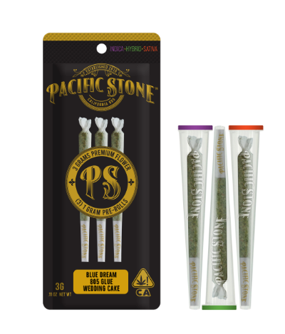 Photograph of product: Legend Variety Pack (Si) 3pk Wedding Cake, Blue Dream, 805 Glue PREROLLS 3.0g - Pacific Stone
