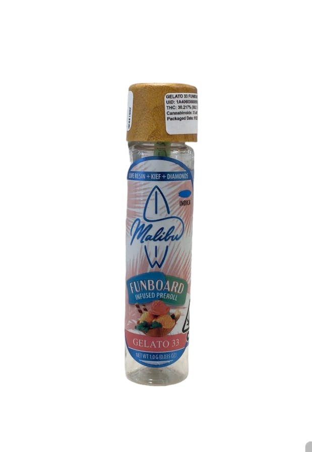 Photograph of product: Malibu Premium Oui'd 1g Preroll - Gelato 33
