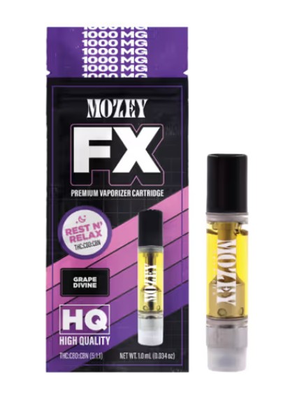 Photograph of product: Mozey FX | Grape Divine Cartridge 1:1:1 TH-oui:CBD:CBN ( I ) | .5g