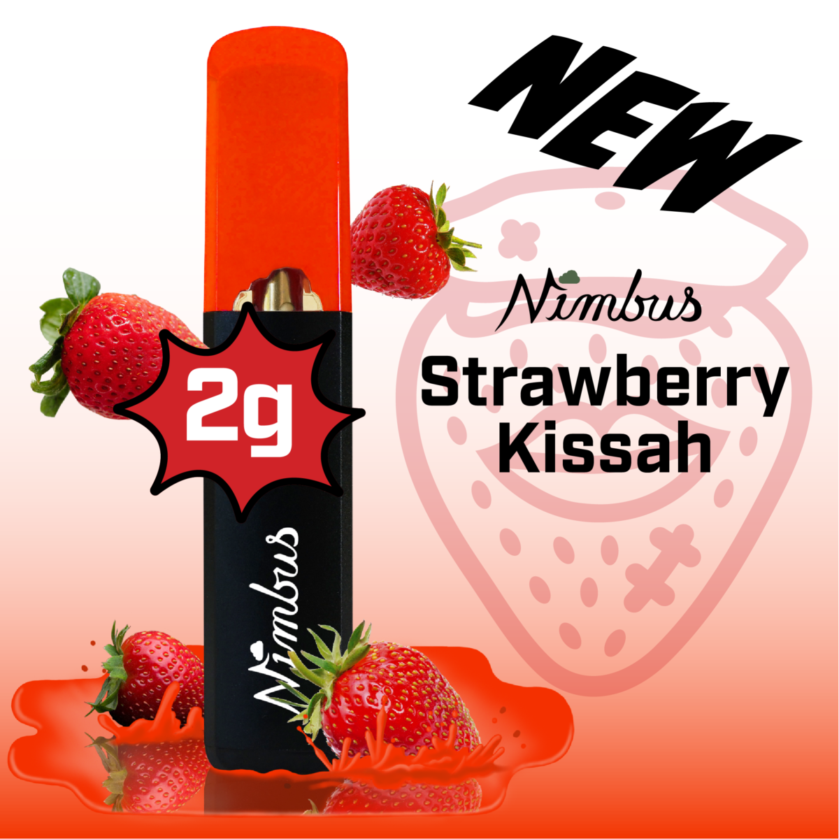 Photograph of product: STRAWBERRY KISSAH | DISPOSABLE DISTILLATE VAPE - 2 G