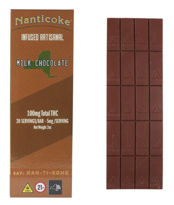 Photograph of product: Nanticoke: 100 mg Oui'd Infused Milk Chocolate Bar