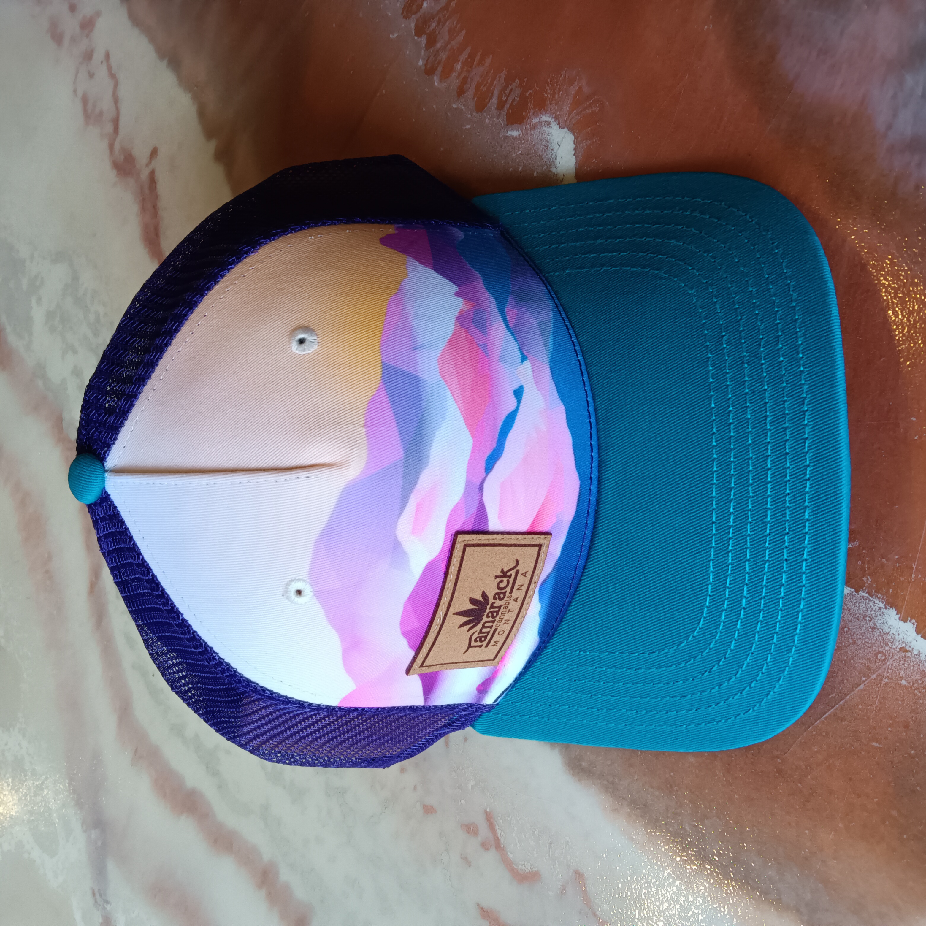 Photograph of product: Hat - Ball Cap - Pyrenees Pink/Teal $25
