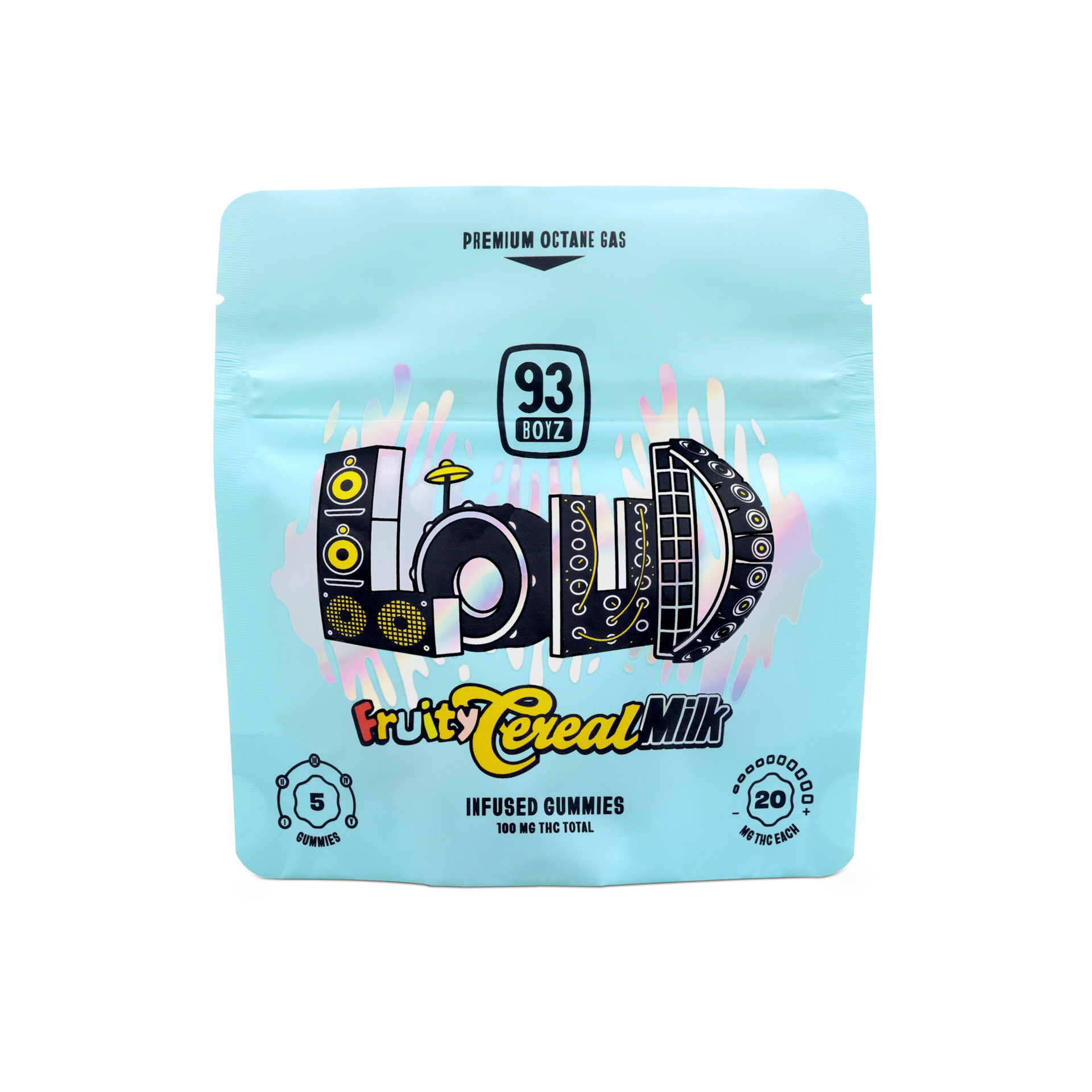 Photograph of product: 93 Boyz - Gummies - LOUD Fruity Cereal Milk 5pk (100mg)