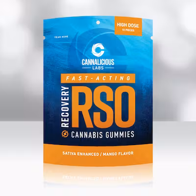 Photograph of product: Cannalicious Labs - Mango Recovery (Oui'd) RSO 200mg Gummies