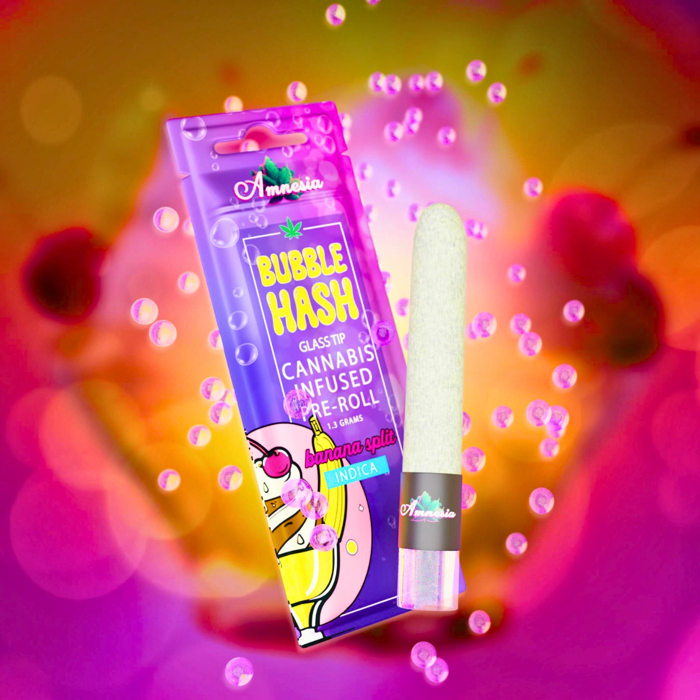 Photograph of product: Amnesia - Banana Split Bubble au chocolat Infused 1.3g Glass Tip PR