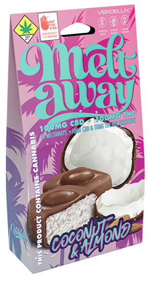 Photograph of product: Meltaway Chocolate Covered Coconut Almond 1:1 Truffles 10-Pack Edibles Verdelux | 200mg