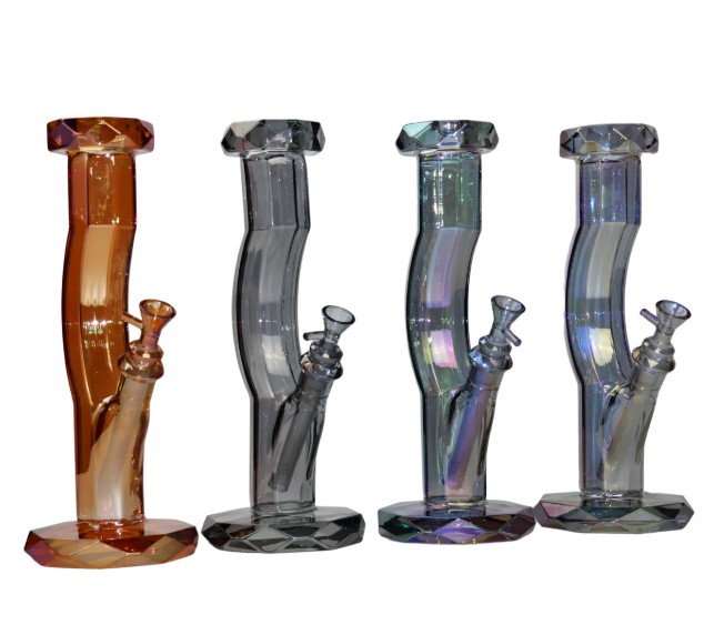 Photograph of product: 12" Iridized Facet Fattie Belly Bong