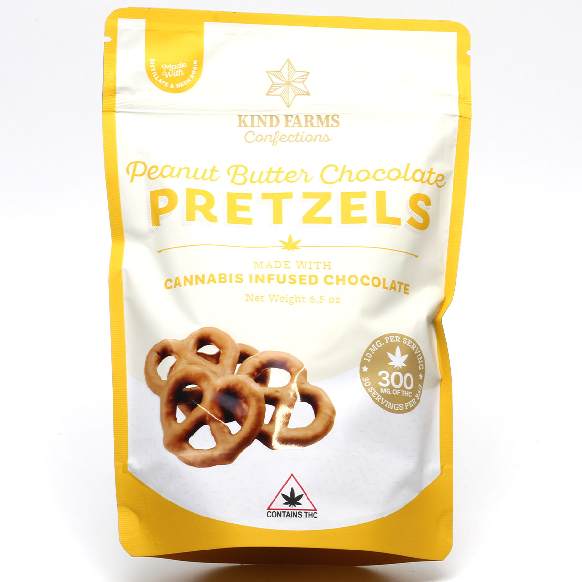 Photograph of product: Peanut Butter Chocolate Covered Pretzels 300mg : Kind Farms