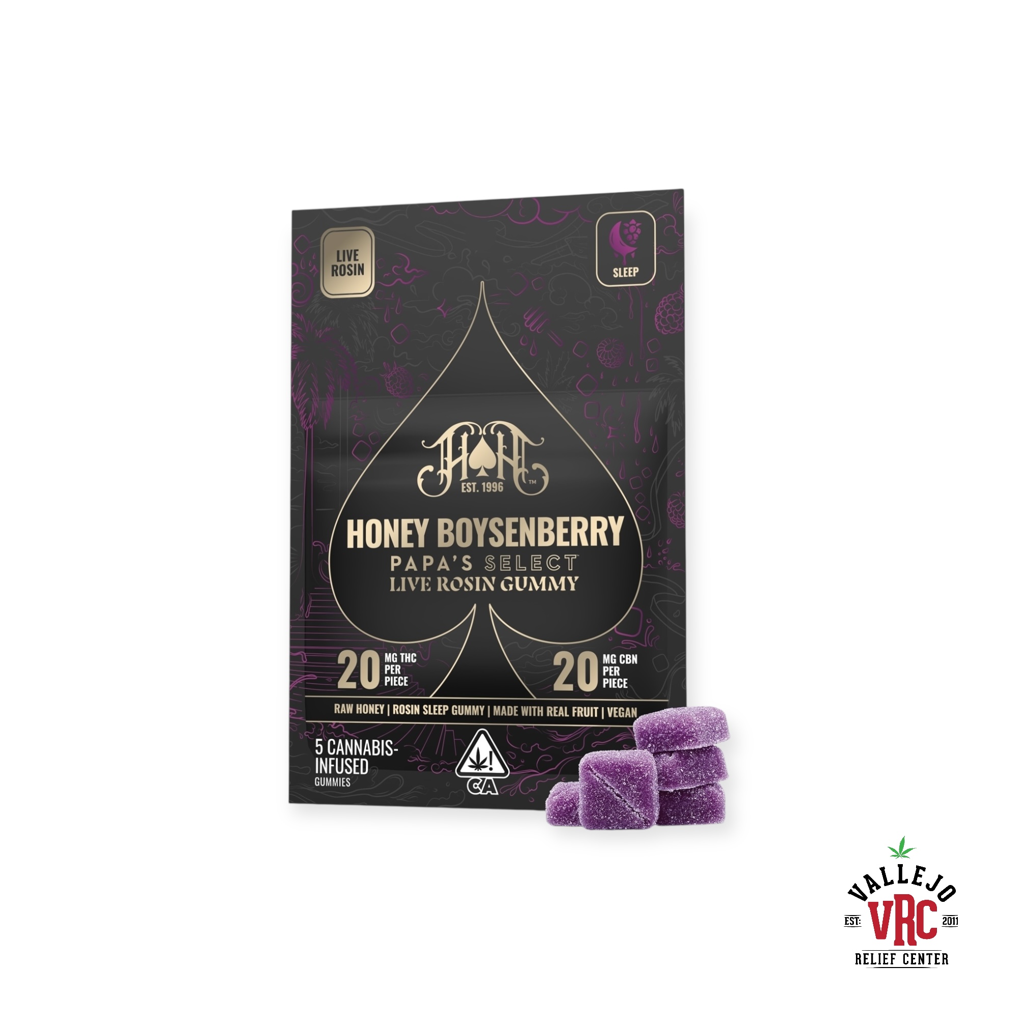 Photograph of product: HONEY BOYSENBERRY CBN LIVE ROSIN GUMMY