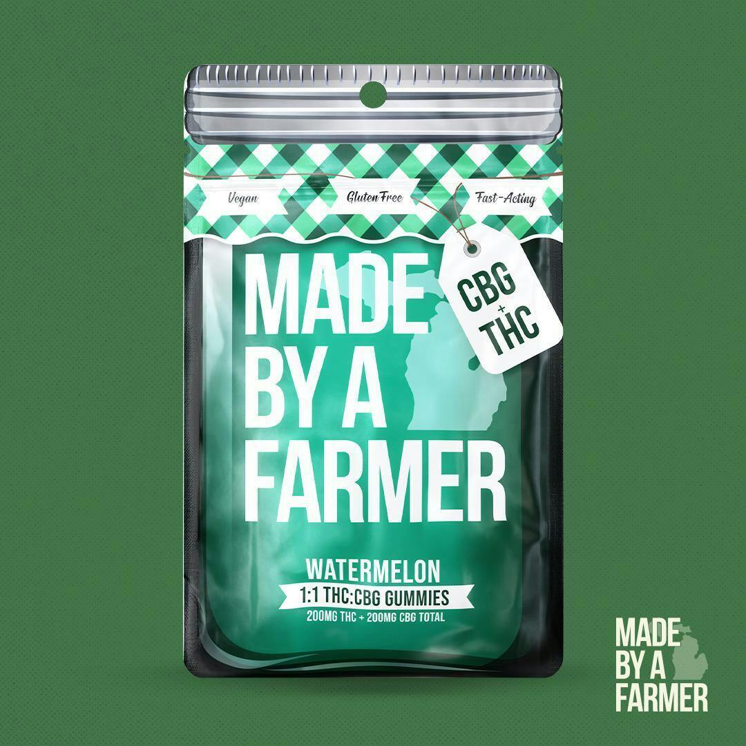 Photograph of product: Made By a Farmer - Full Spectrum Gummies - Watermelon - 200MG TH-oui/200MG CBG