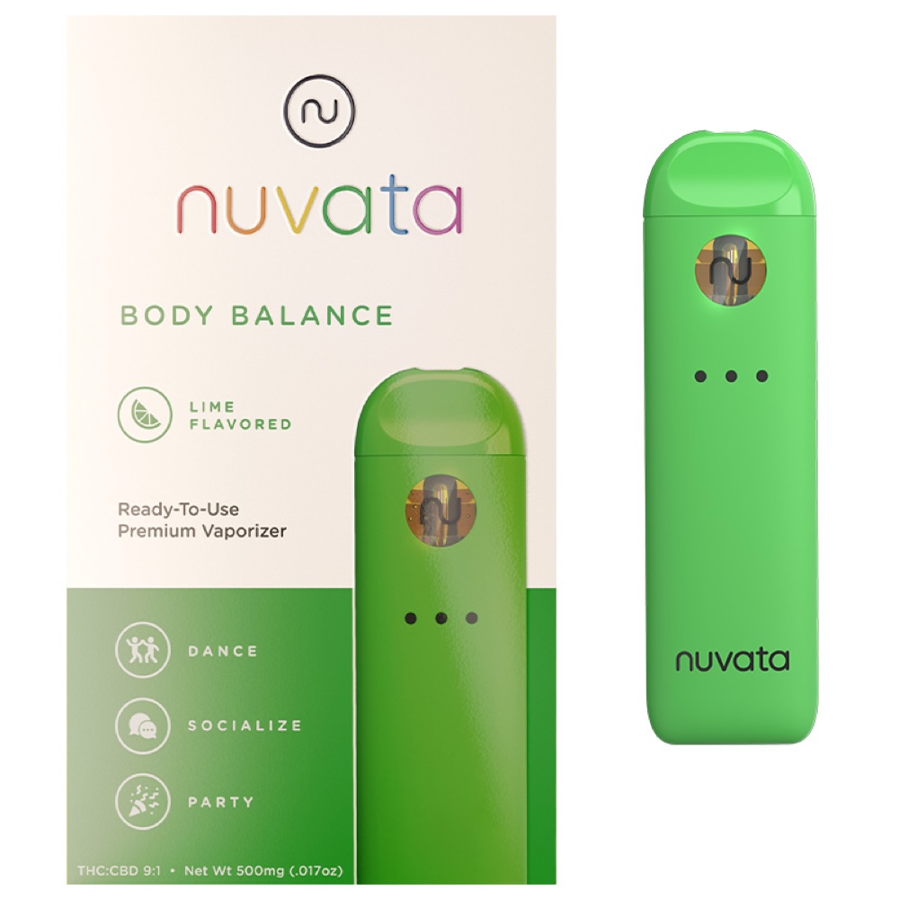 Photograph of product: 9:1 Ratio Disposable Pen | nuvata | Body Balance Lime [9:1 TH-oui/CBD]