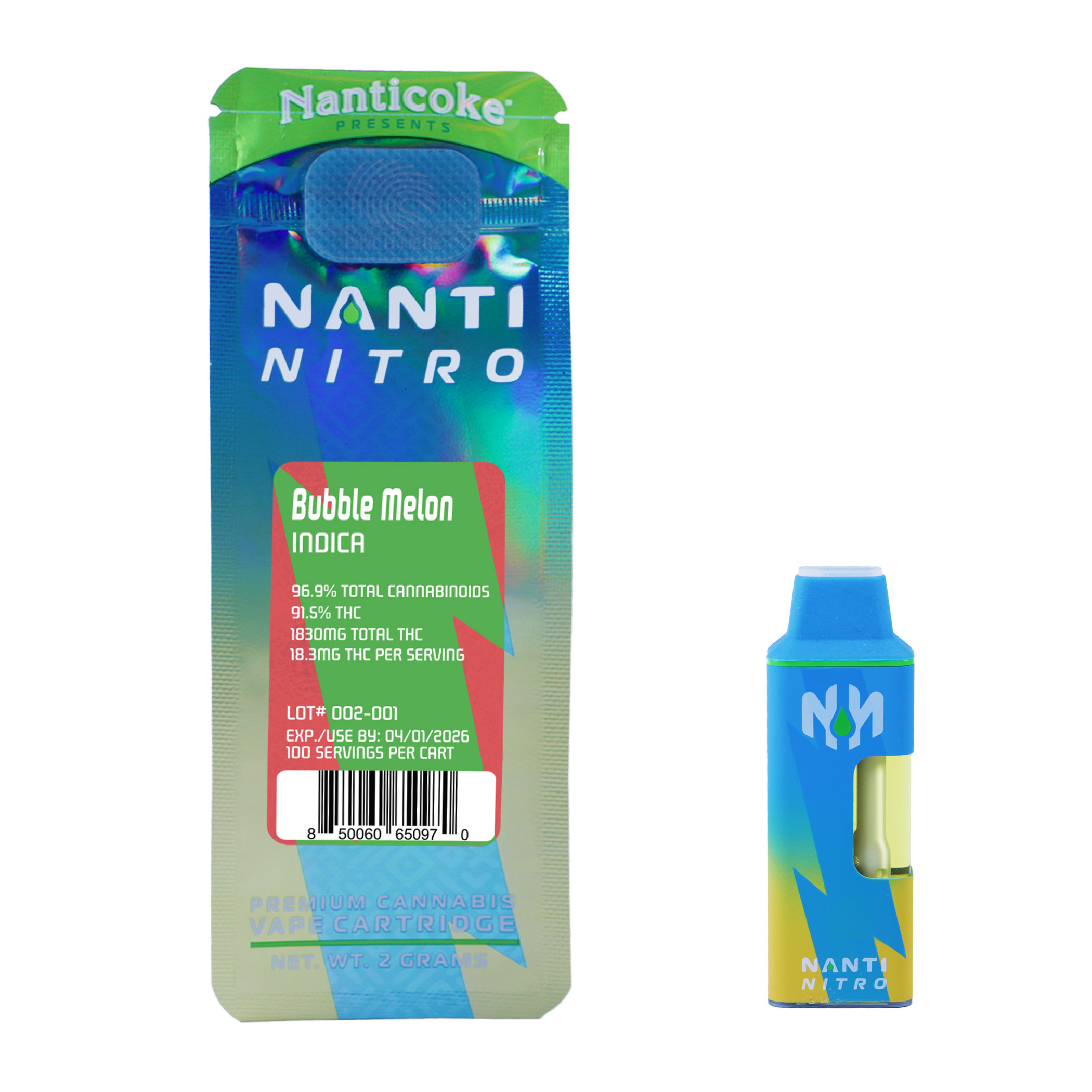 Photograph of product: Nanti Nitro | Bubble Melon |  Oui'd | 2G AIO