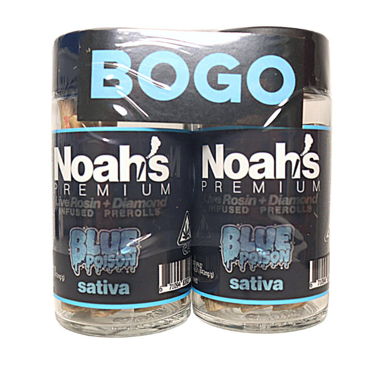 Photograph of product: Noahs Premium BOGO - Preroll - Infused - Blue Poison - 5 Pack