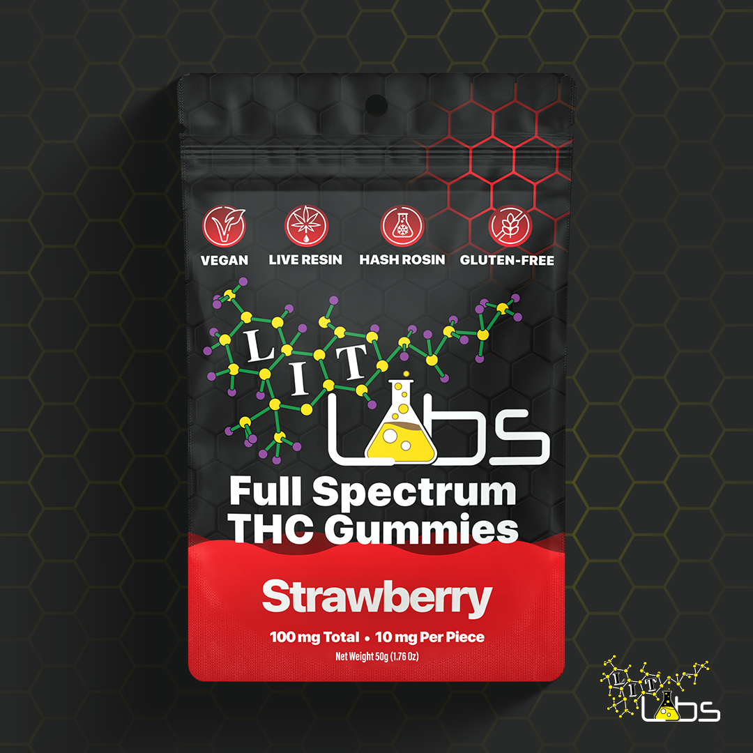 Photograph of product: Strawberry | 200MG Rosin + Resin Full Spectrum Vegan Gummies