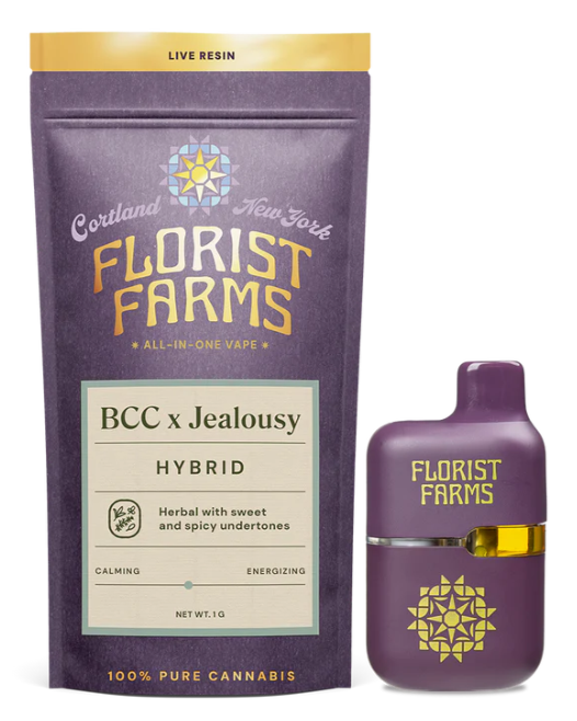 Photograph of product: Florist Farms | BCC x Jealousy | Live Resin All-in-One Vape