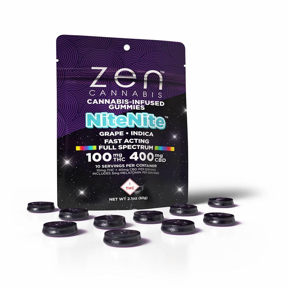 Photograph of product: NiteNite Grape (I) Full Spectrum Gummies 1:4 100mgTH-oui/400mg CBD