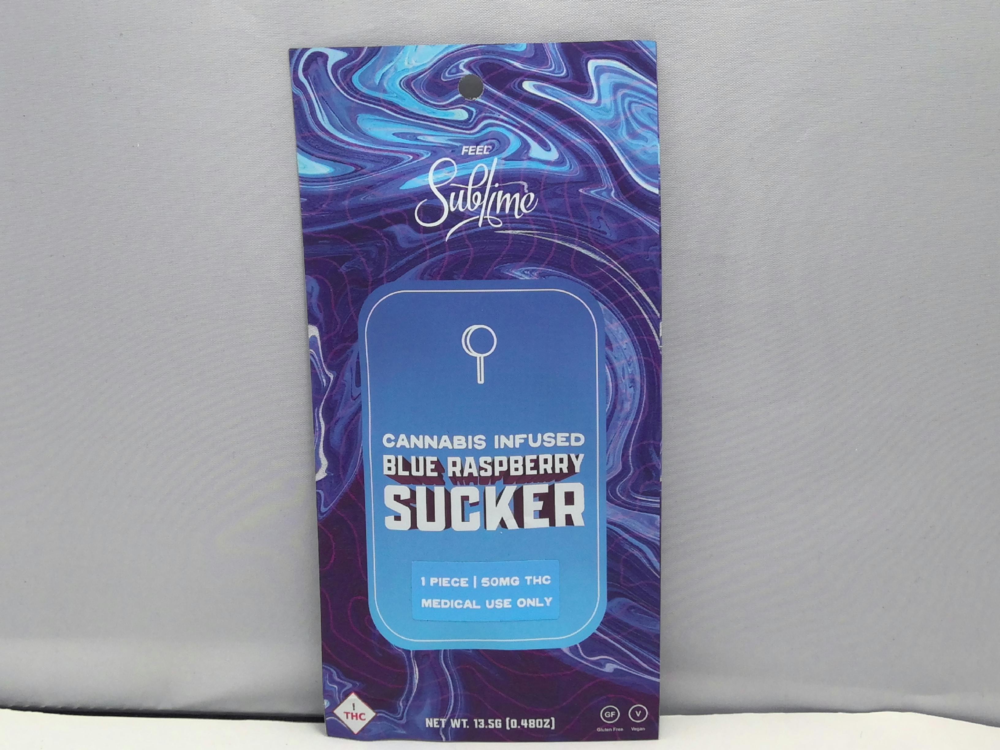 Photograph of product: Blue Raspberry Sucker 50mg