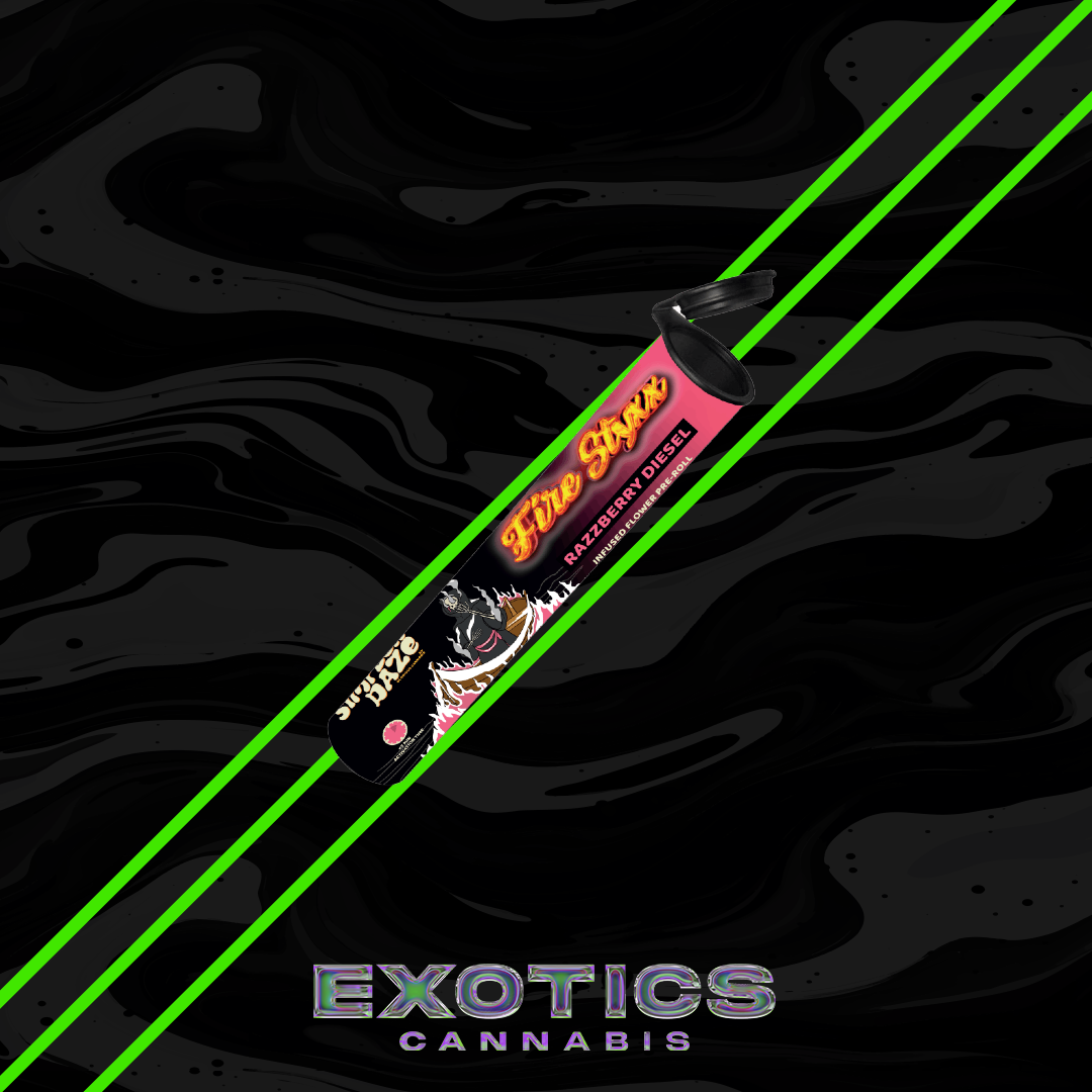Photograph of product: Fire Styxx - Razzberry Diesel Infused Pre-roll (5/$20)